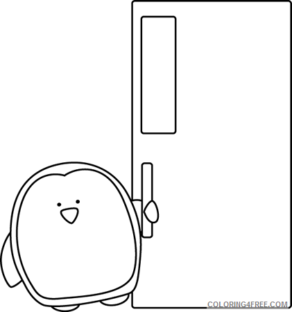 Penguin Outline Coloring Pages door holder black Printable Coloring4free