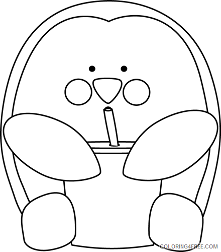 Penguin Outline Coloring Pages drink Printable Coloring4free