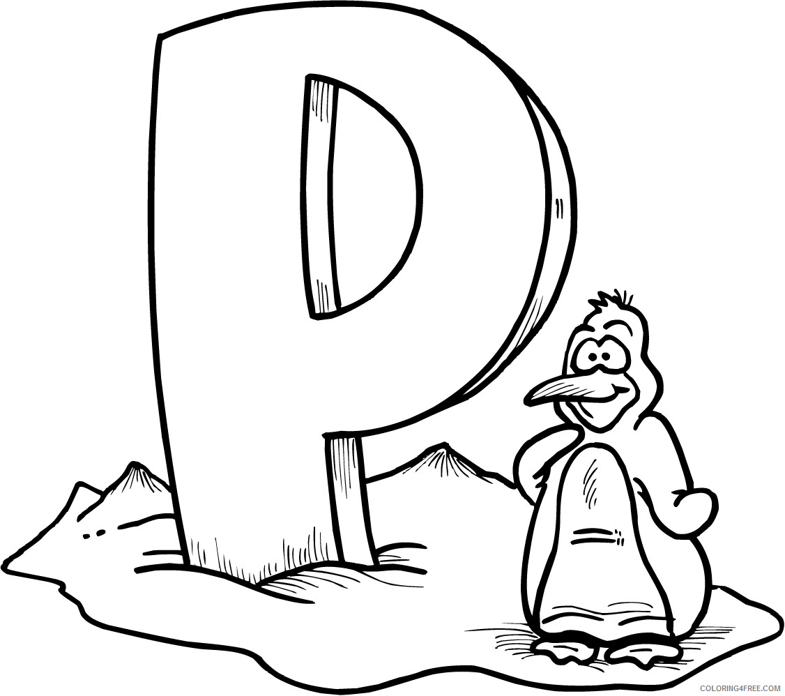 Penguin Outline Coloring Pages page of letter p Printable Coloring4free