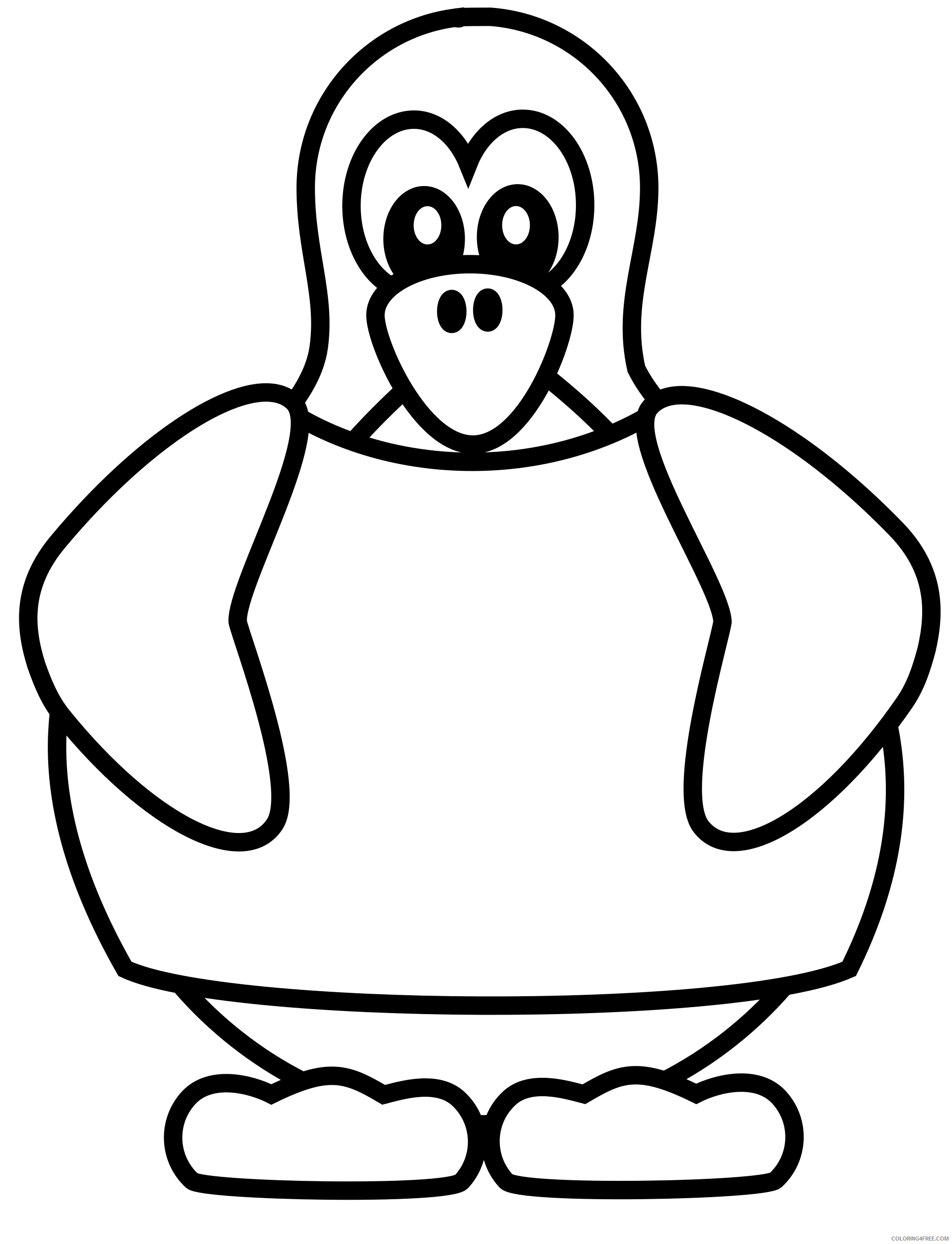 Penguin Outline Coloring Pages peterm penguin with a shirt Printable Coloring4free