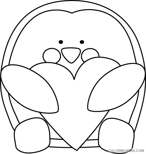 Penguin Outline Coloring Pages valentine s Printable Coloring4free
