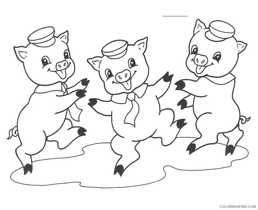 Pig Outline Coloring Pages bluebonkers 3 pigs sheets Printable Coloring4free