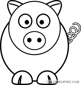 Pig Outline Coloring Pages cartoon pig Printable Coloring4free
