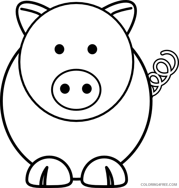 Pig Outline Coloring Pages cartoon pig at Printable Coloring4free
