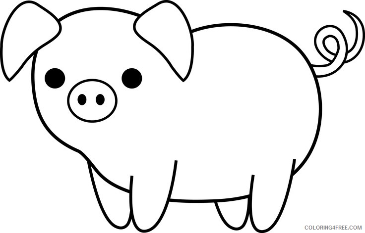Pig Outline Coloring Pages cute pig Printable Coloring4free