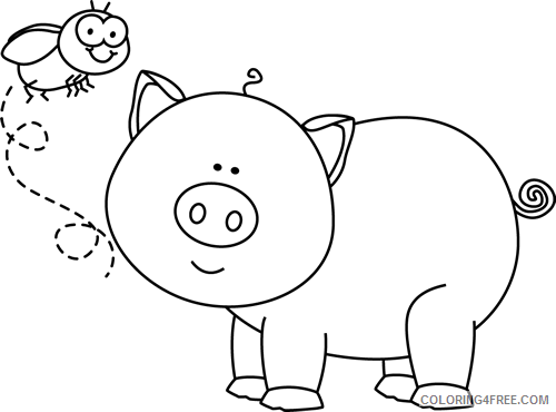 Pig Outline Coloring Pages fly and Printable Coloring4free