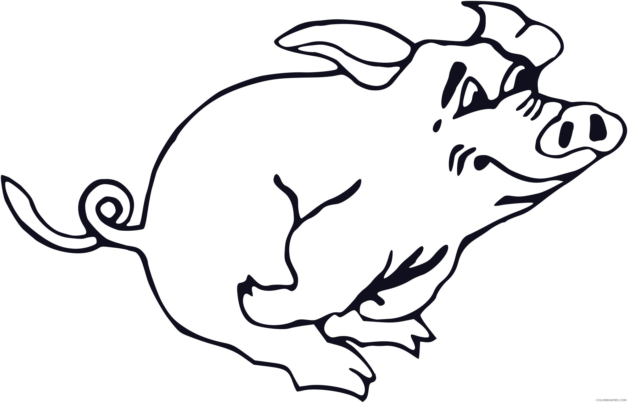 Pig Outline Coloring Pages lalolalo running pig Printable Coloring4free