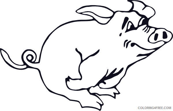 Pig Outline Coloring Pages outline running pig clip art Printable Coloring4free