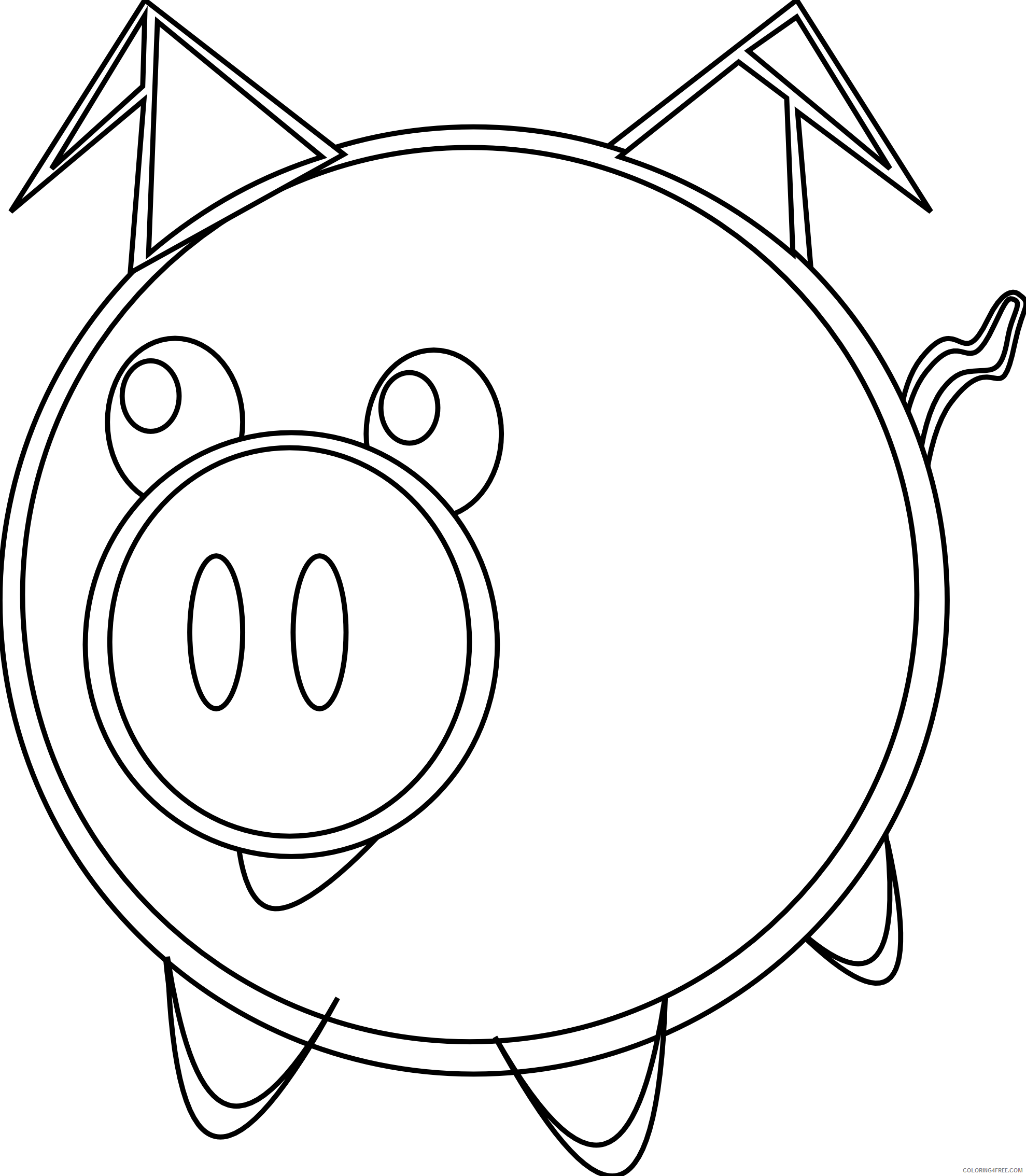 Pig Outline Coloring Pages pig black and Printable Coloring4free