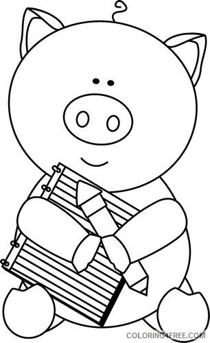 Pig Outline Coloring Pages pig with Printable Coloring4free