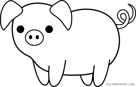 Pig Outline Coloring Pages show pig cliparts Printable Coloring4free