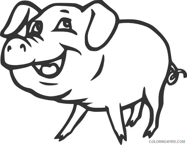 Pig Outline Coloring Pages smiling pig at Printable Coloring4free
