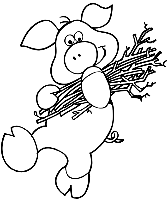 Pig Outline Coloring Pages the three little pigs free Printable Coloring4free