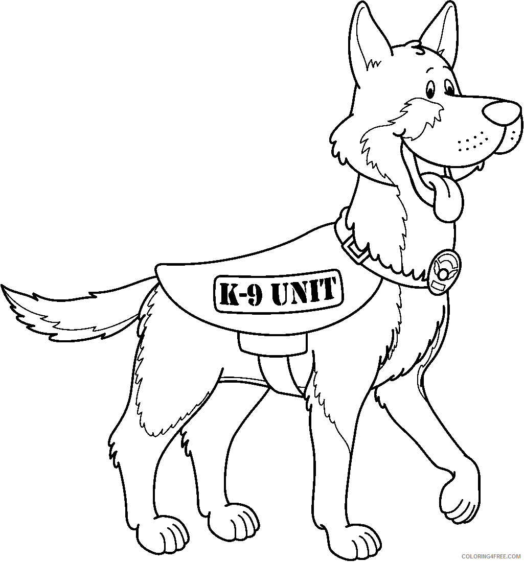 Police Dog Coloring Pages police dog clipart Printable Coloring4free