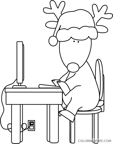 Reindeer Outline Coloring Pages computer black and Printable Coloring4free