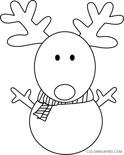 Reindeer Outline Coloring Pages reindeer snowman Printable Coloring4free