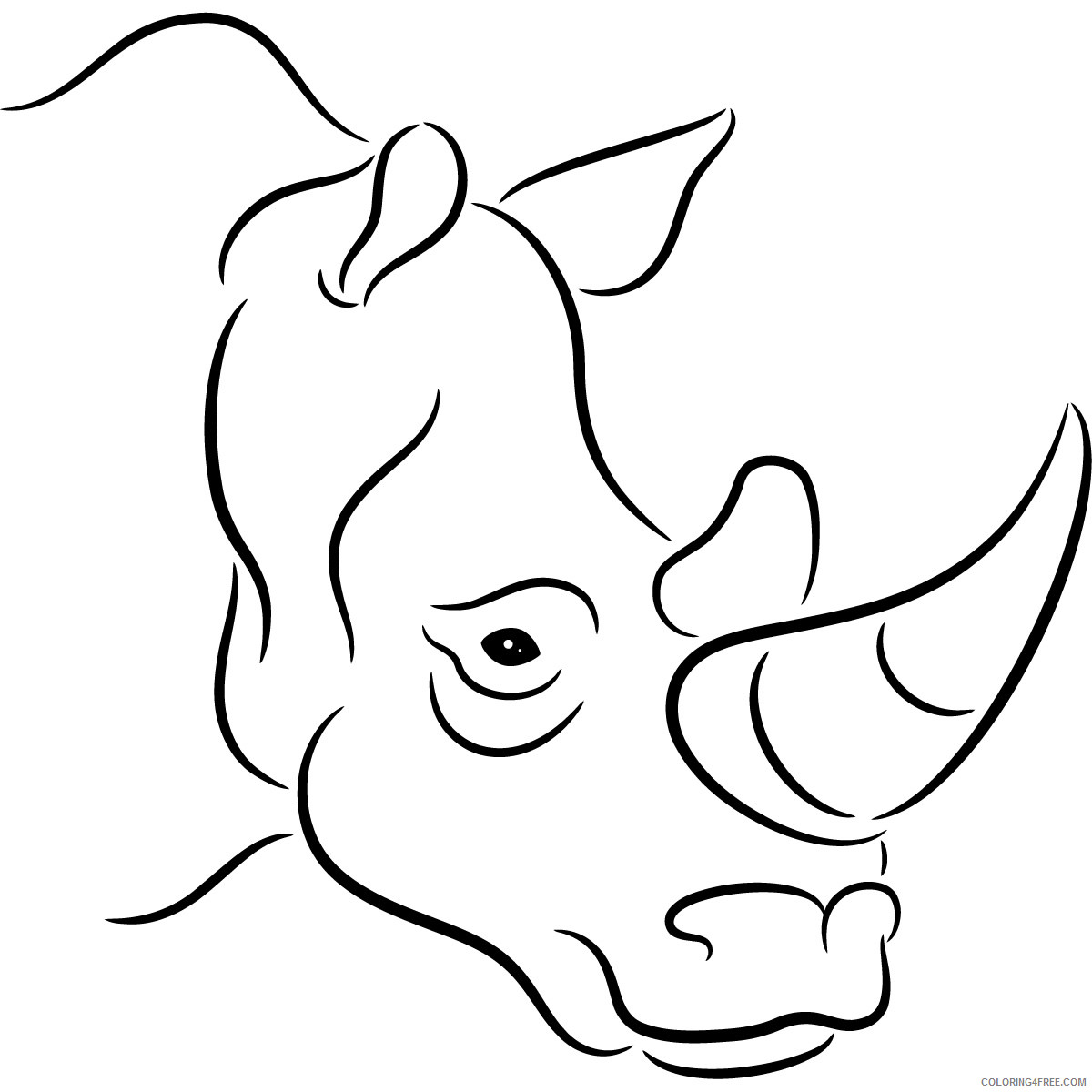 Rhinoceros Coloring Pages head rhinoceros outline wild animals Printable Coloring4free