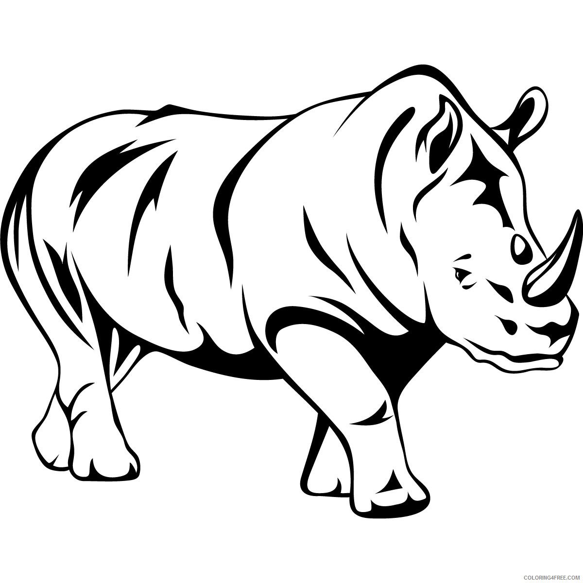 Rhinoceros Coloring Pages rhinoceros side view outline animals Printable Coloring4free