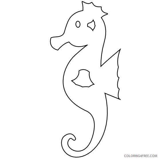 Seahorse Outline Coloring Pages colorful animal sea horse black Printable Coloring4free