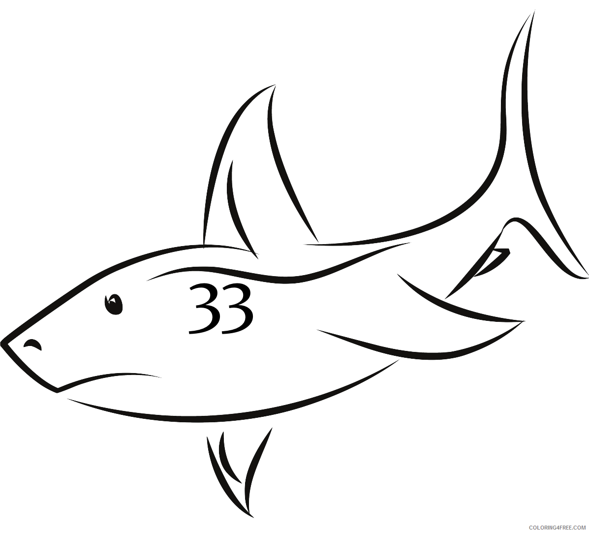Shark Outline Coloring Pages shark fin outline bfree Printable Coloring4free