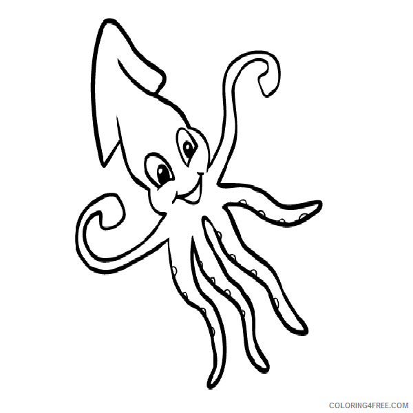 Squid Coloring Pages squid page free squid Printable Coloring4free