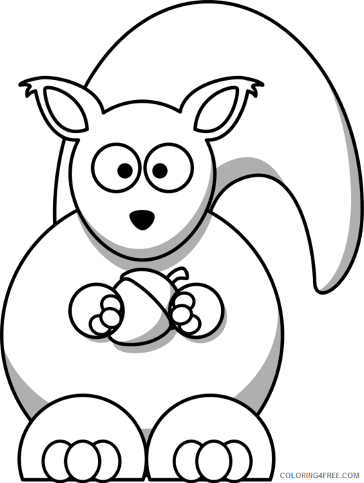 Squirrel Outline Coloring Pages cute squirrel black and Printable Coloring4free