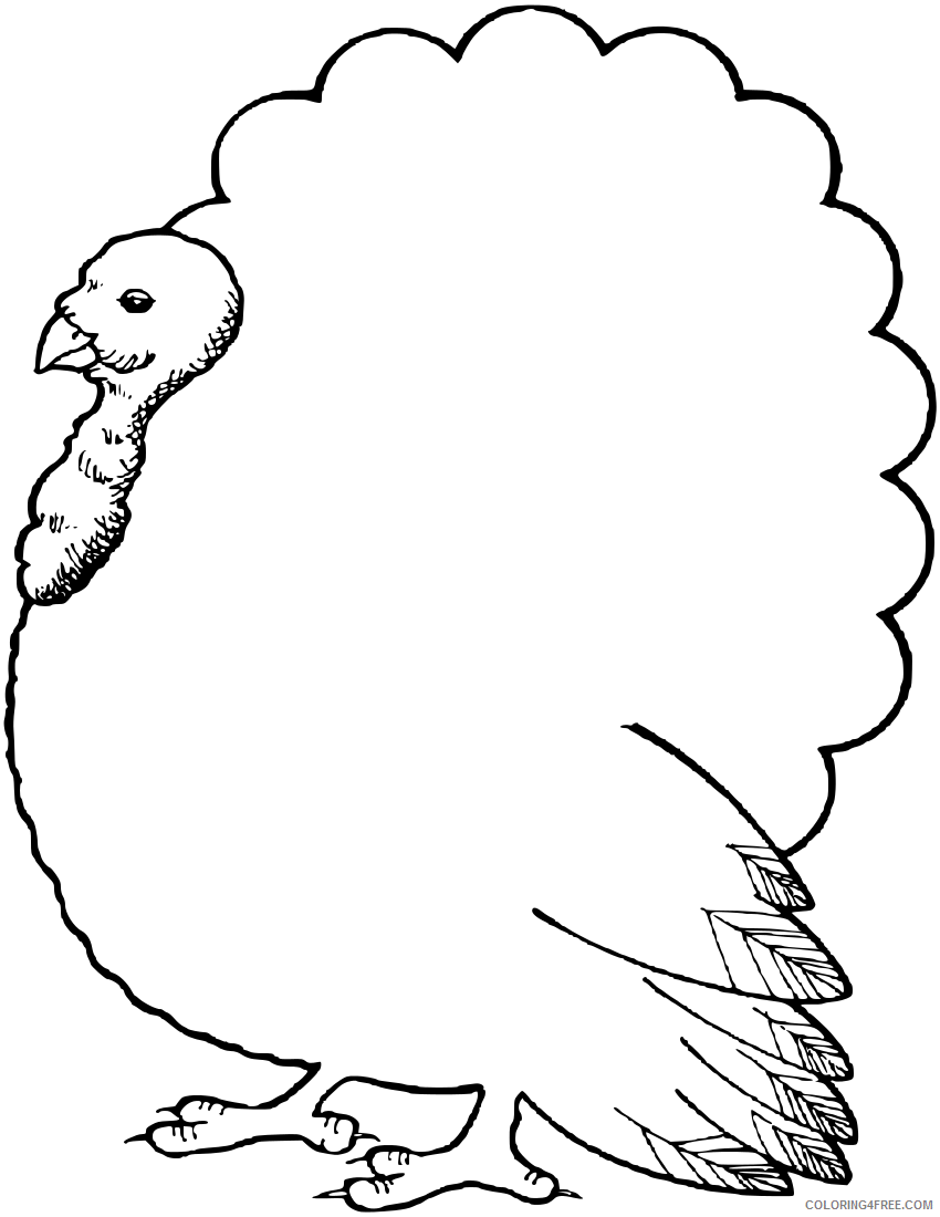 Thanksgiving Turkey Outline Coloring Pages Turkey thanksgiving Printable Coloring4free