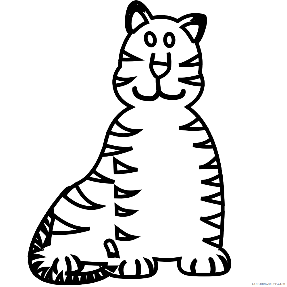 Tiger Outline Coloring Pages tiger head black Printable Coloring4free