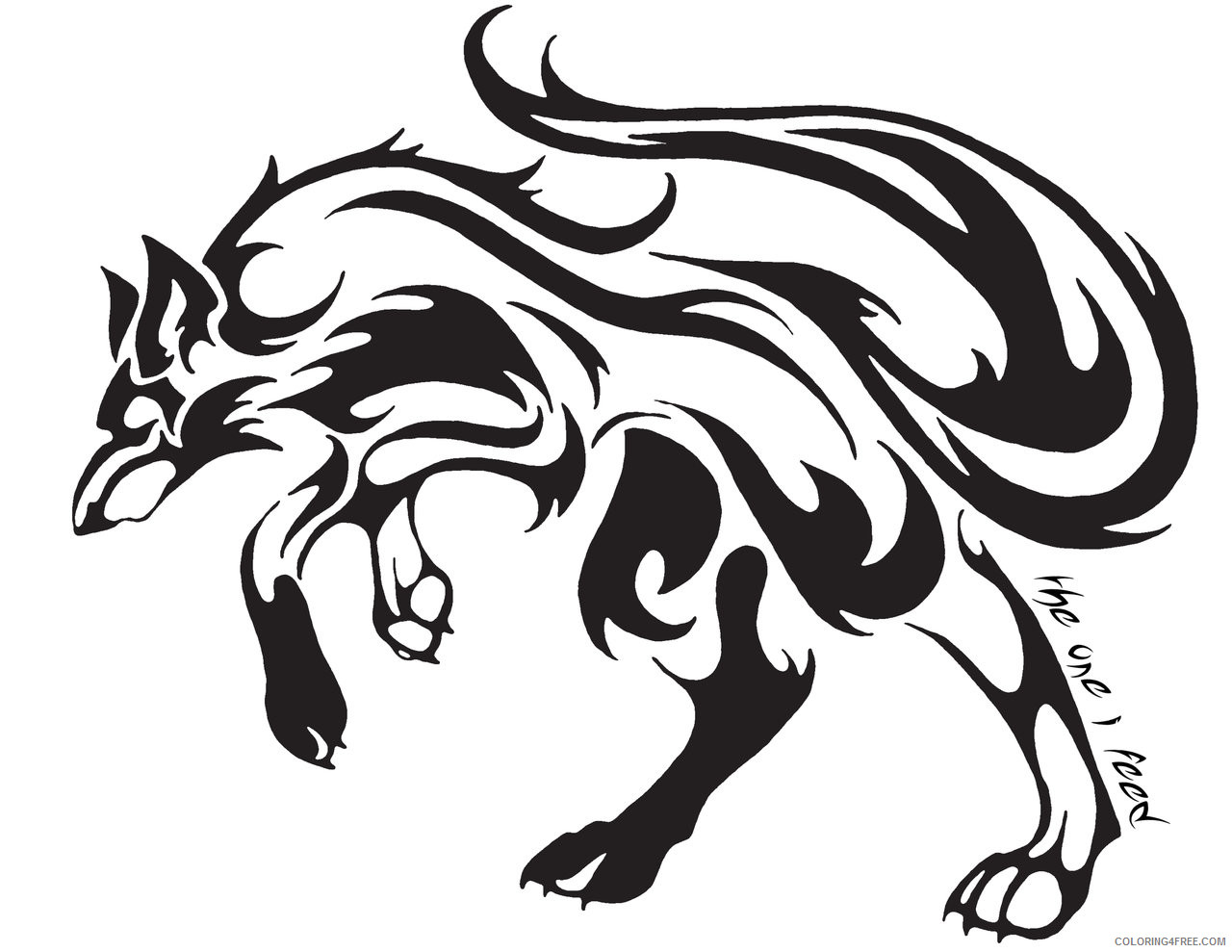 Tribal Wolf Coloring Pages tribal wolf oitsrS clipart Printable Coloring4free