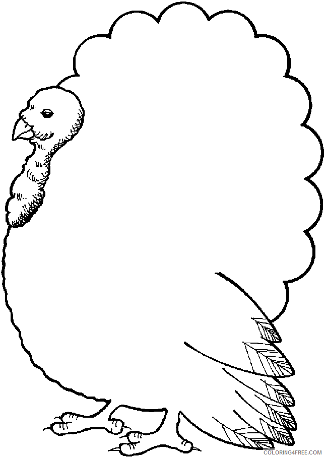 Turkey Outline Coloring Pages turkey border Printable Coloring4free