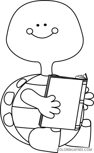 Turtle Outline Coloring Pages turtle reading Printable Coloring4free