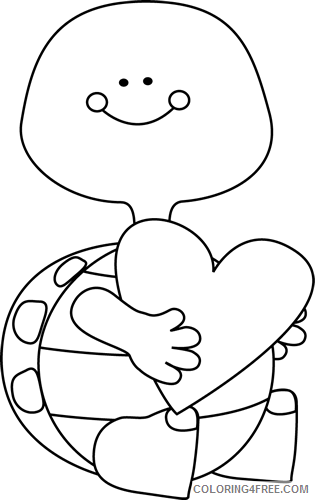 Turtle Outline Coloring Pages valentine s Printable Coloring4free