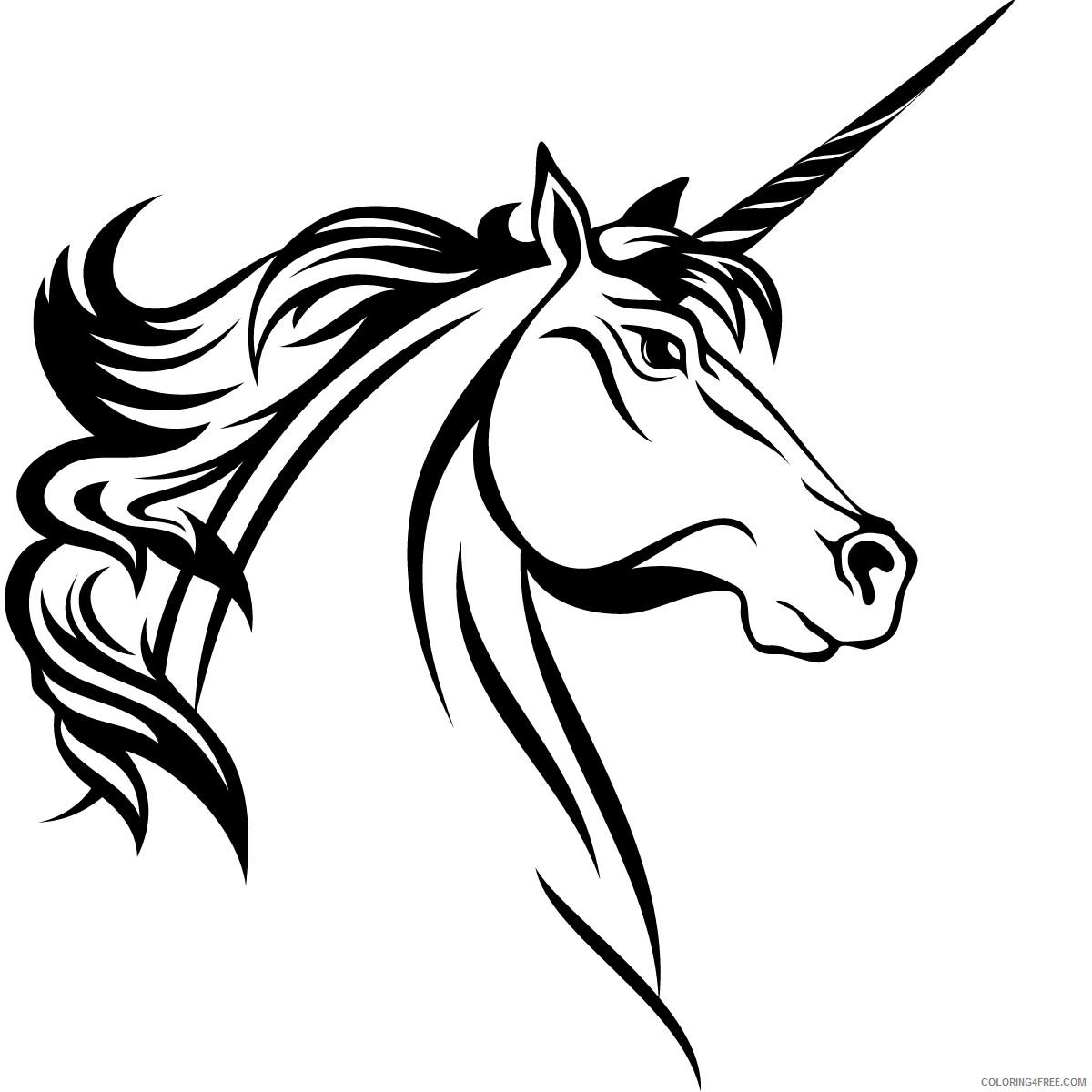 Unicorn Head Coloring Pages unicorn head horse animals wall Printable Coloring4free