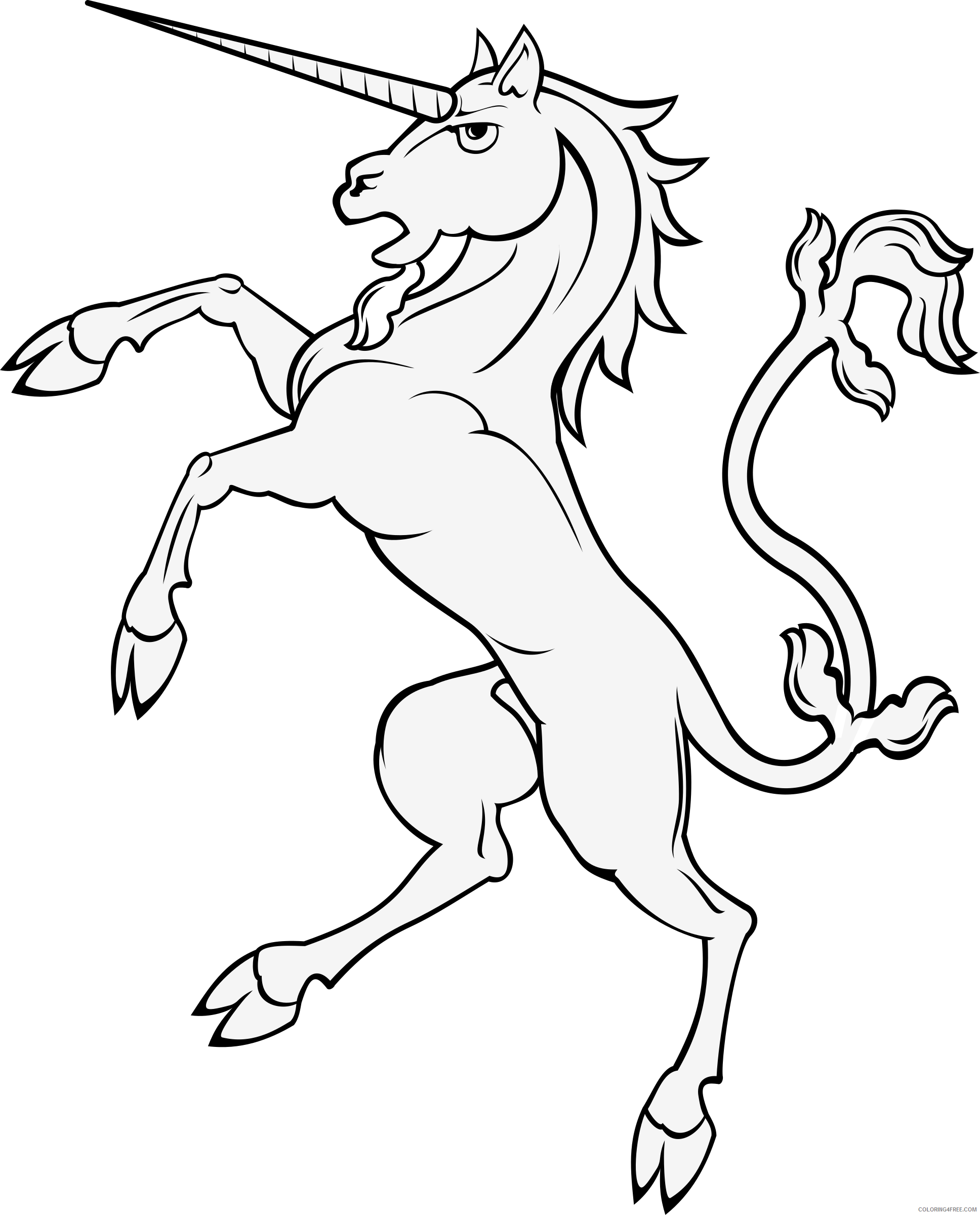 Unicorn Outline Coloring Pages standing unicorn png Printable Coloring4free