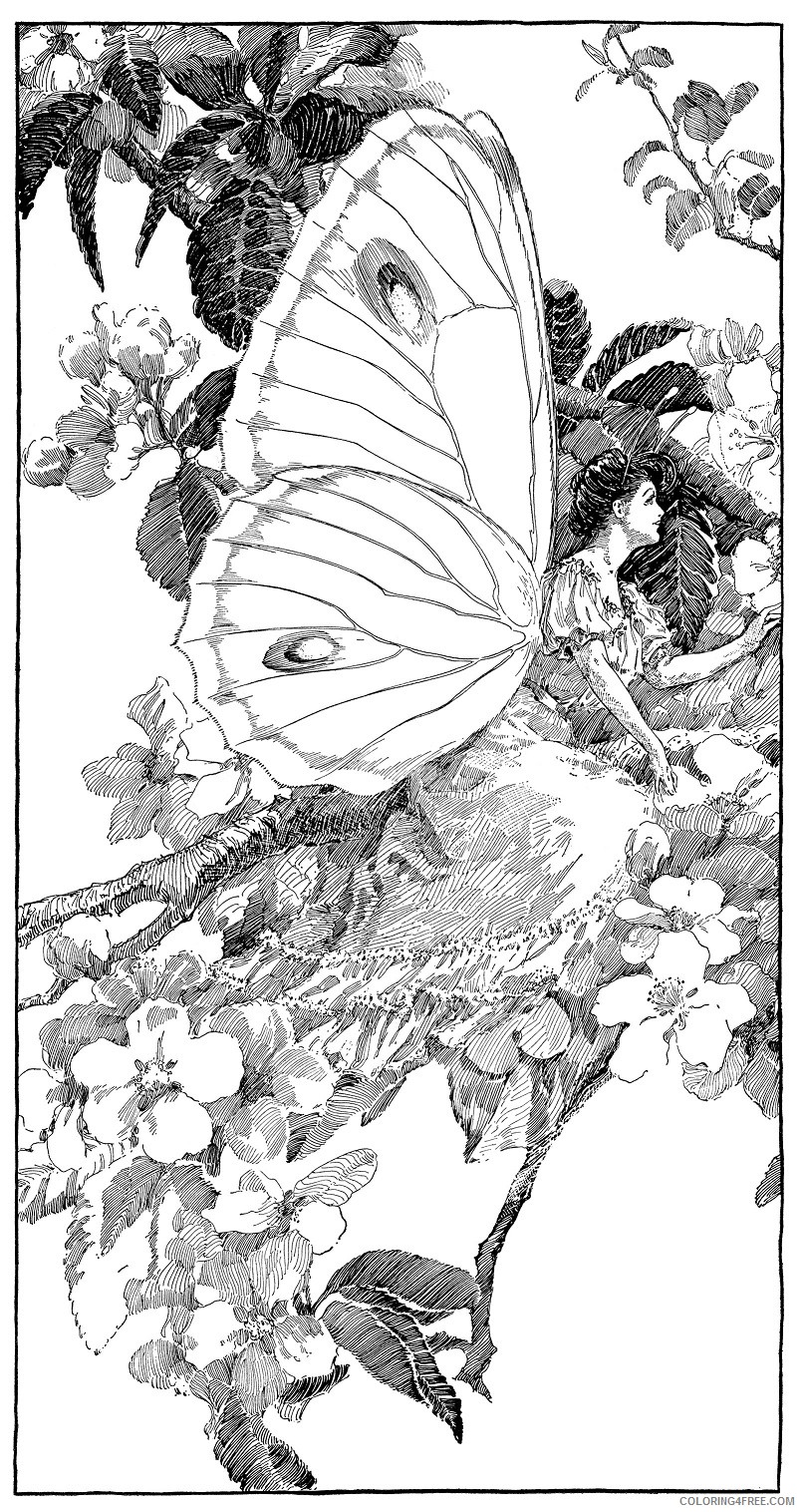 Vintage Butterfly Coloring Pages vintage butterfly printable fairy Printable Coloring4free