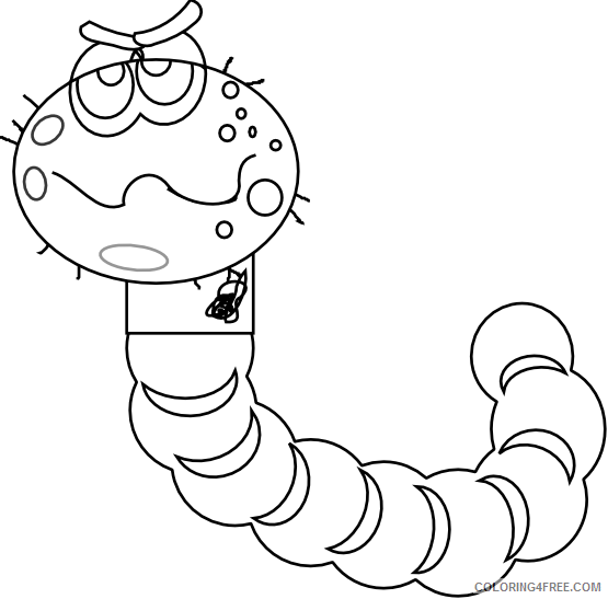 Worm Outline Coloring Pages worm black and Printable Coloring4free