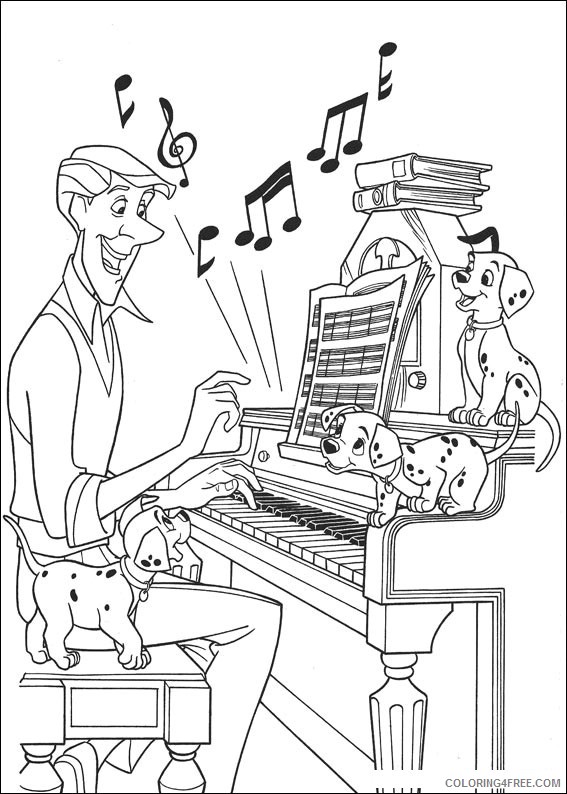 101 Dalmatians Coloring Pages Cartoons 101 dalmatians listen music Printable 2020 38 Coloring4free