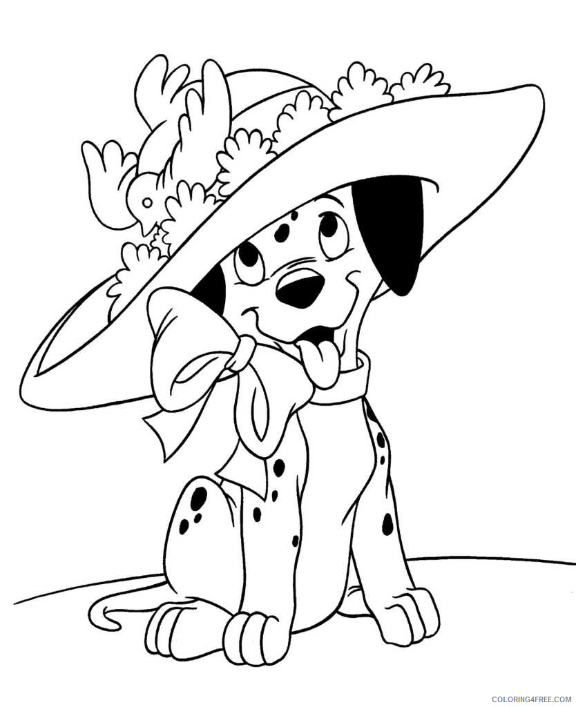 101 Dalmatians Coloring Pages Cartoons Puppy in Hat 101 Dalmations Printable 2020 90 Coloring4free