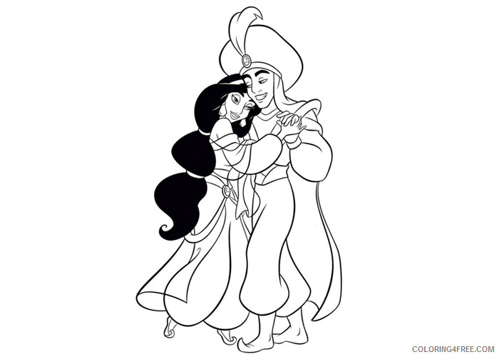 Aladdin Coloring Pages Cartoons Aladdin and Jasmine 2 Printable 2020 0311 Coloring4free