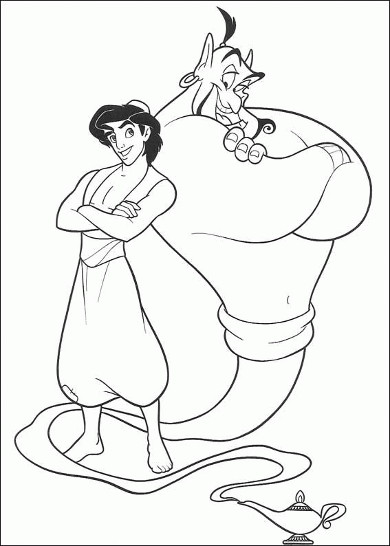 Aladdin Coloring Pages Cartoons aladdin and djinni of the lamp Printable 2020 0310 Coloring4free