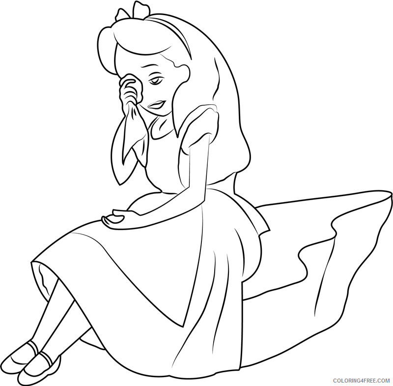 Alice in Wonderland Coloring Pages Cartoons 1532488155_alice is crying a4 Printable 2020 0334 Coloring4free