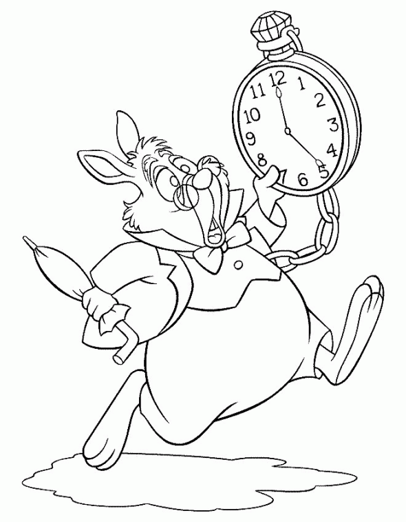 Alice in Wonderland Coloring Pages Cartoons Alice in wonderland rabbit Printable 2020 0436 Coloring4free