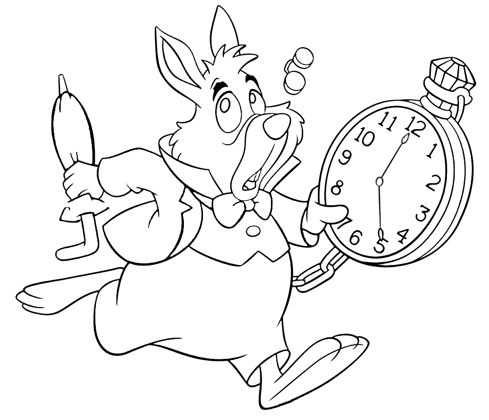 Alice in Wonderland Coloring Pages Cartoons white background Printable 2020 Coloring4free