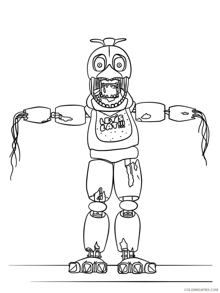 Animatronics Coloring Pages Cartoons animatronics chica 4 Printable 2020 0503 Coloring4free
