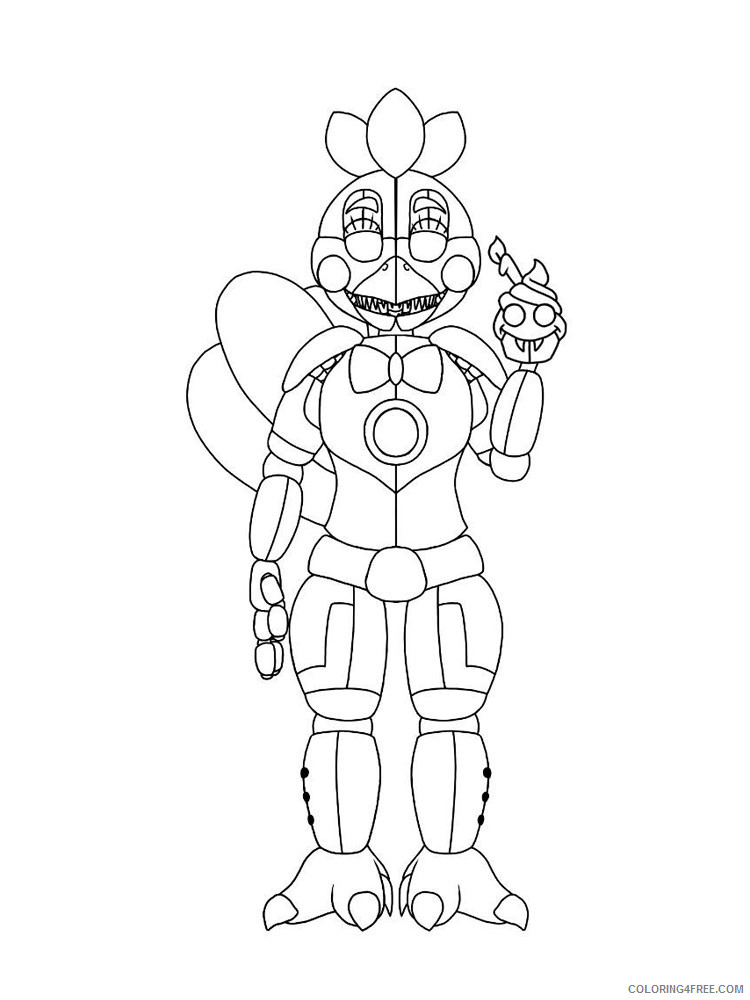 Animatronics Coloring Pages Cartoons animatronics chica 6 Printable 2020 0504 Coloring4free
