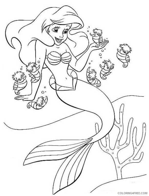 Ariel the Little Mermaid Coloring Pages Cartoons 1528250682_ariel and seahorses Printable 2020 0539 Coloring4free