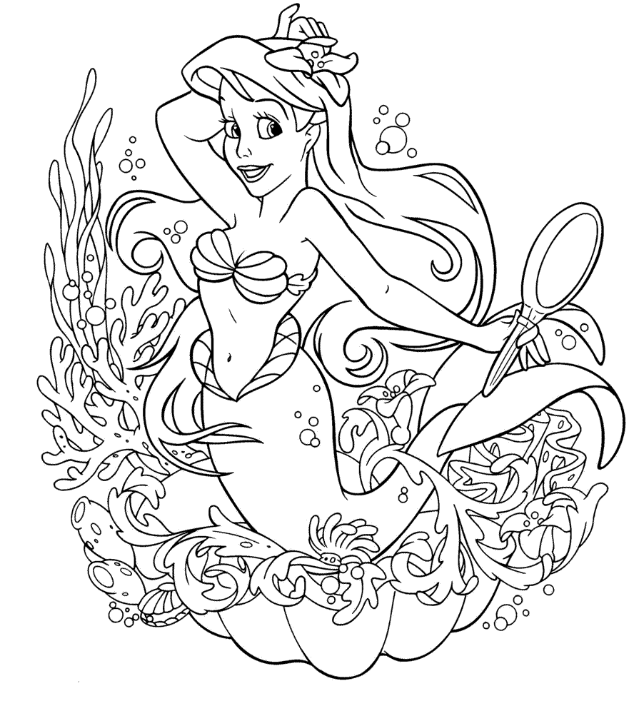 Ariel the Little Mermaid Coloring Pages Cartoons Ariel Disney Printable 2020 0565 Coloring4free