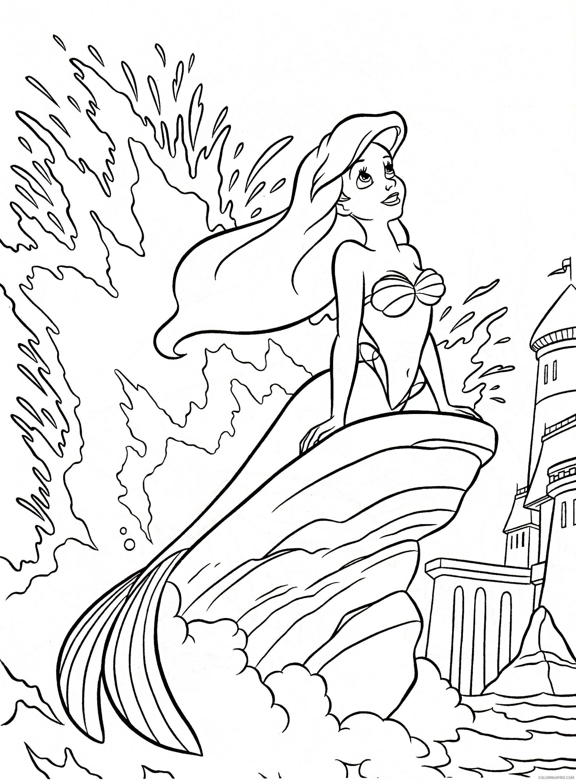 Ariel the Little Mermaid Coloring Pages Cartoons Ariel Disney for Adults Printable 2020 0566 Coloring4free