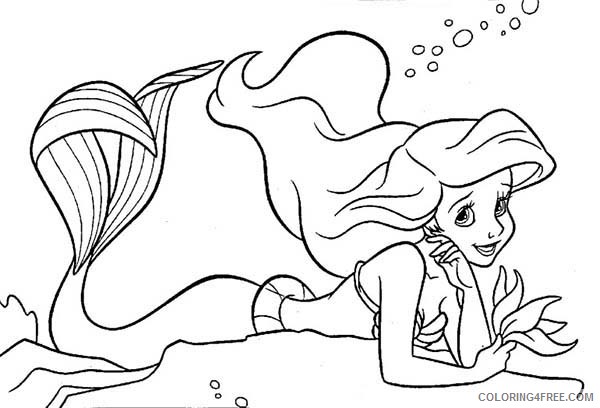 Ariel the Little Mermaid Coloring Pages Cartoons Ariel Lay Down on Sea Floor Printable 2020 0571 Coloring4free