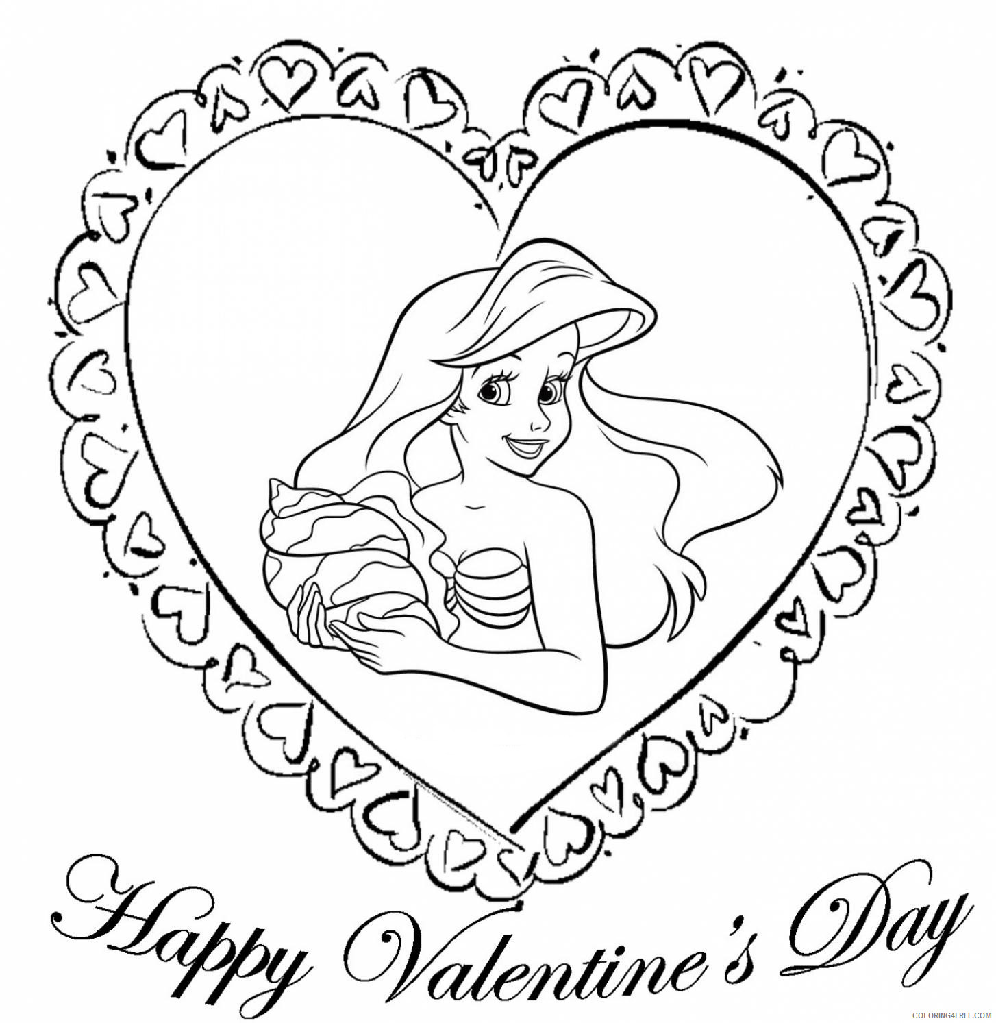 Ariel the Little Mermaid Coloring Pages Cartoons Ariel Valentines Disney Printable 2020 0586 Coloring4free